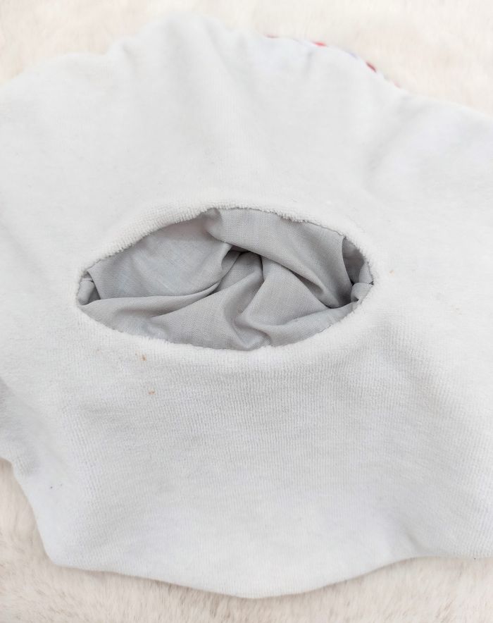 Doudou plat rond ours marron bleu jean LULU Castagnette marionnette JEMINI - photo numéro 5