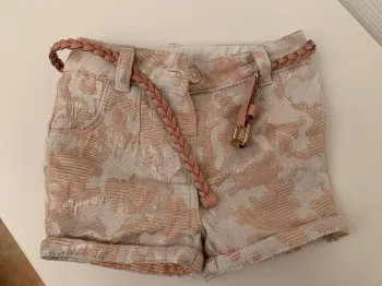Short imprimé rose et argenté/ cuivré 12m