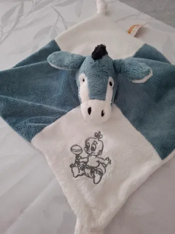 Doudou plat Âne Corsica avec attache tetine
