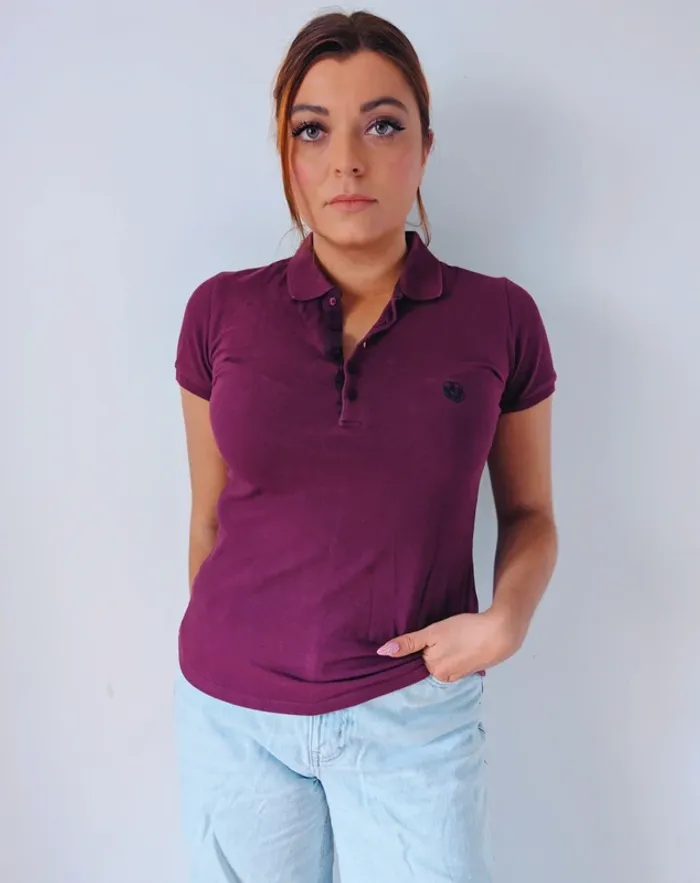 Polo manches courtes violet bordeaux classique The Kooples Taille 36 - photo numéro 5
