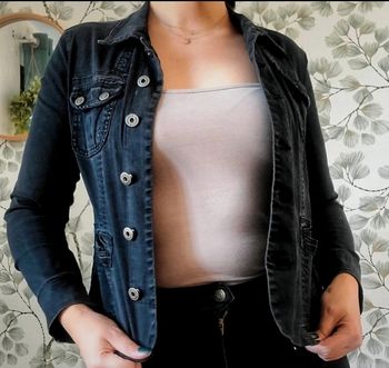 Veste vintage en jean noire T38