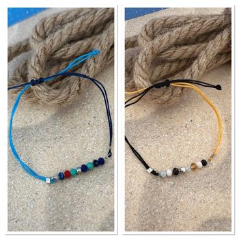 Lot de 2 bracelets réglables en nylon et perles cristal