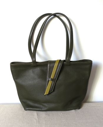 Grand sac vintage en cuir vert - Création artisan indépendant