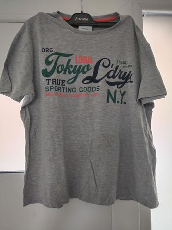 T-shirt gris Tokyo Laundry "Sporting Goods" - Taille L - Style Vintage