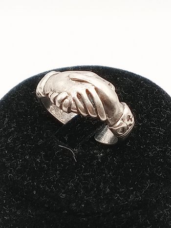 Anello argento vintage fedina fede mani giunte santa Rita