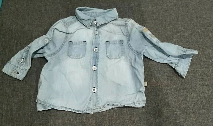 Chemise en jea manches longues - 6 mois