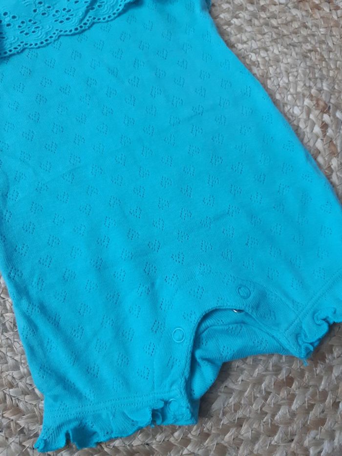 Barboteuse bleue à bretelles TQF 3 mois - photo numéro 3