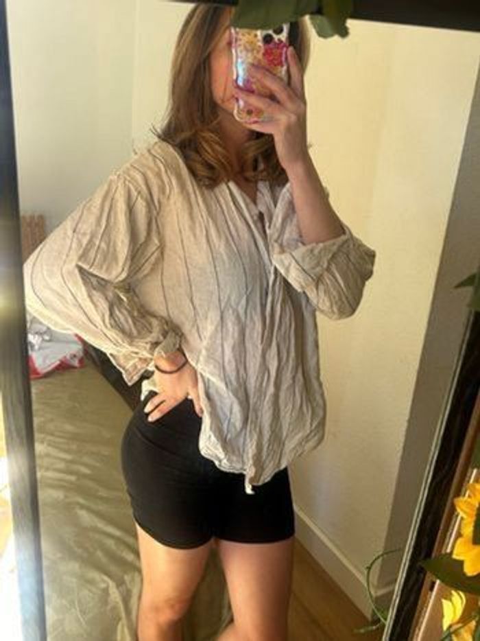 Chemise beige à rayures noir - photo numéro 2