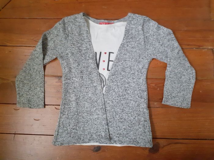 Sweet blanc motif licorne imitation veste grise chinée