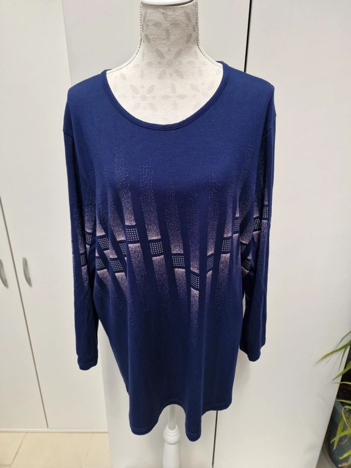 Tunique Bleu Marine Imprimé Blanc Paillettes