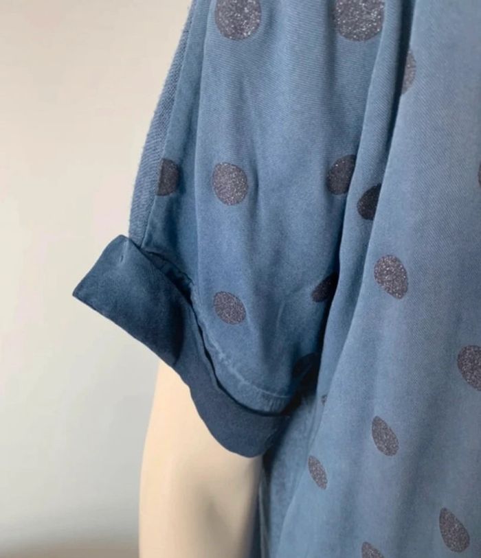 Teeshirt top tunique bleu jeans délavé ample taille unique - photo numéro 2