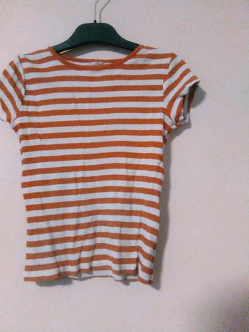 T-shirt orange a rayure