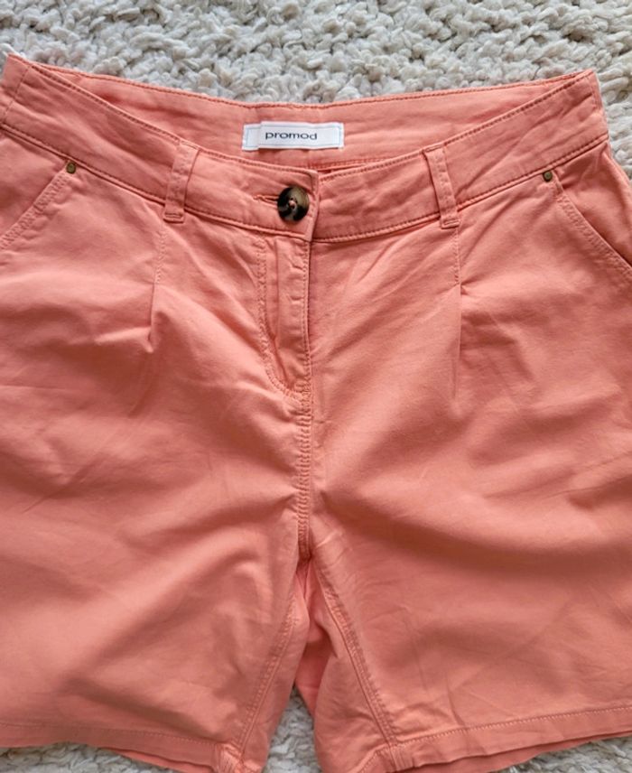 Short en toile corail Promod Taille 36 - photo numéro 2
