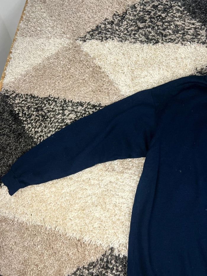 Pull Lacoste bleu marine col boutonné taille L en coton style old money - photo numéro 3