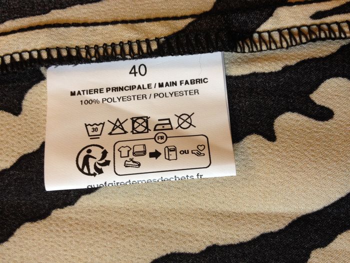 Chemise zébrée - noir et beige - manches courtes - taille L - look féminin - photo numéro 10