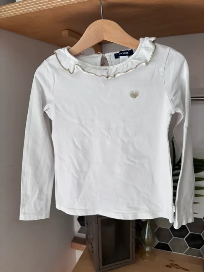 🤍 T-shirt avec col à manches longues• Okaïdi • 5 ans - photo numéro 2