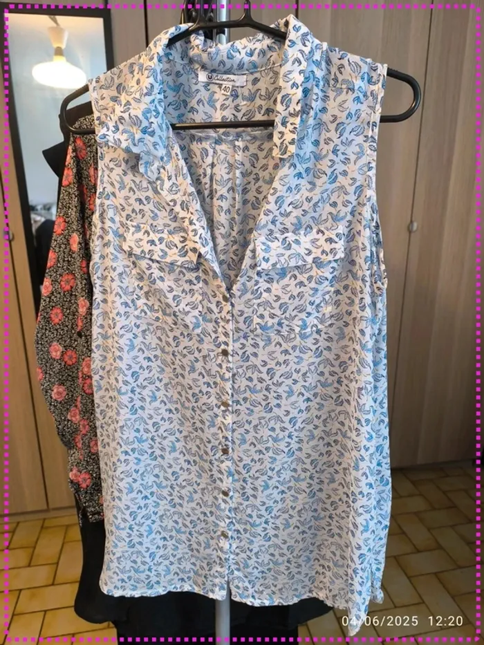 Blouson fleuri bleu (40)