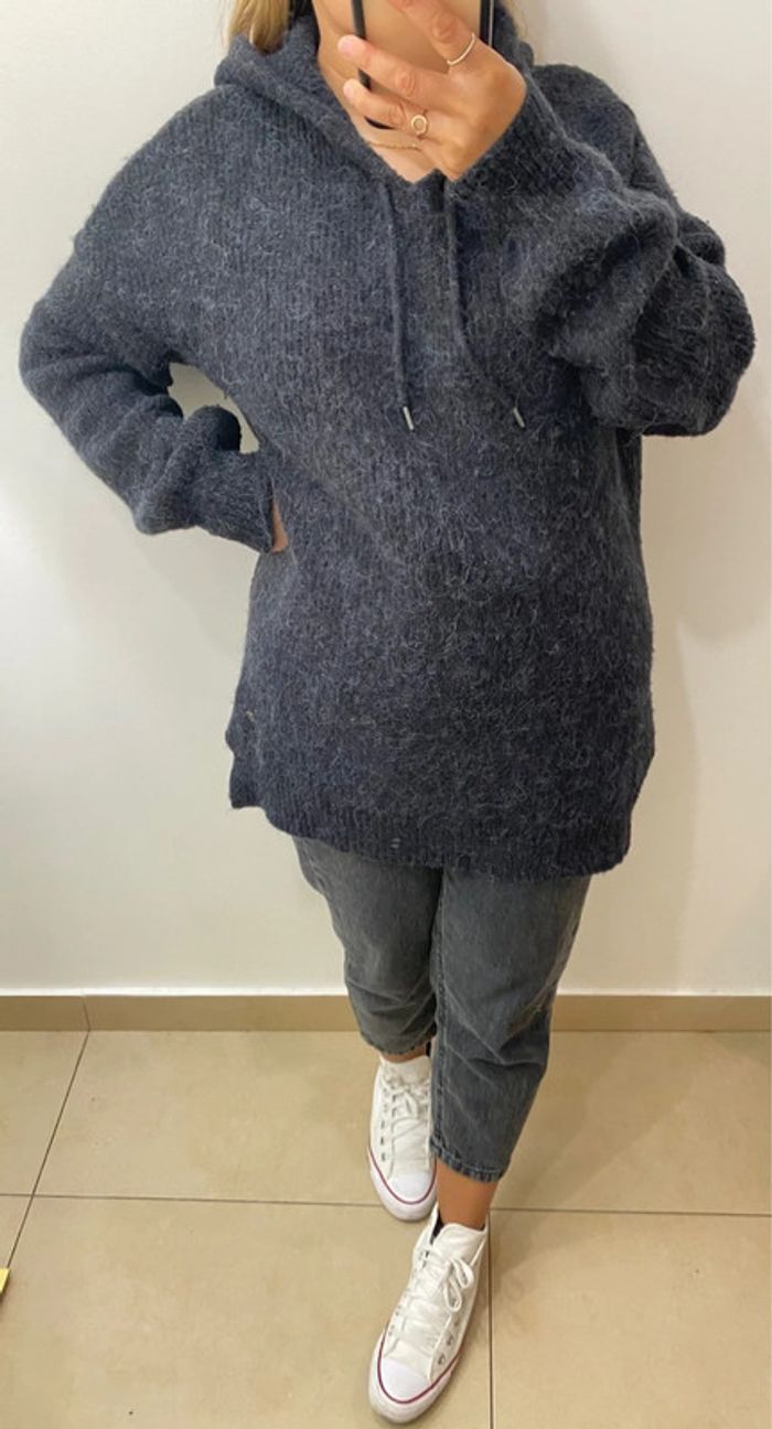 Superbe Pull Doux Long Avec Capuche Taille M - photo numéro 4