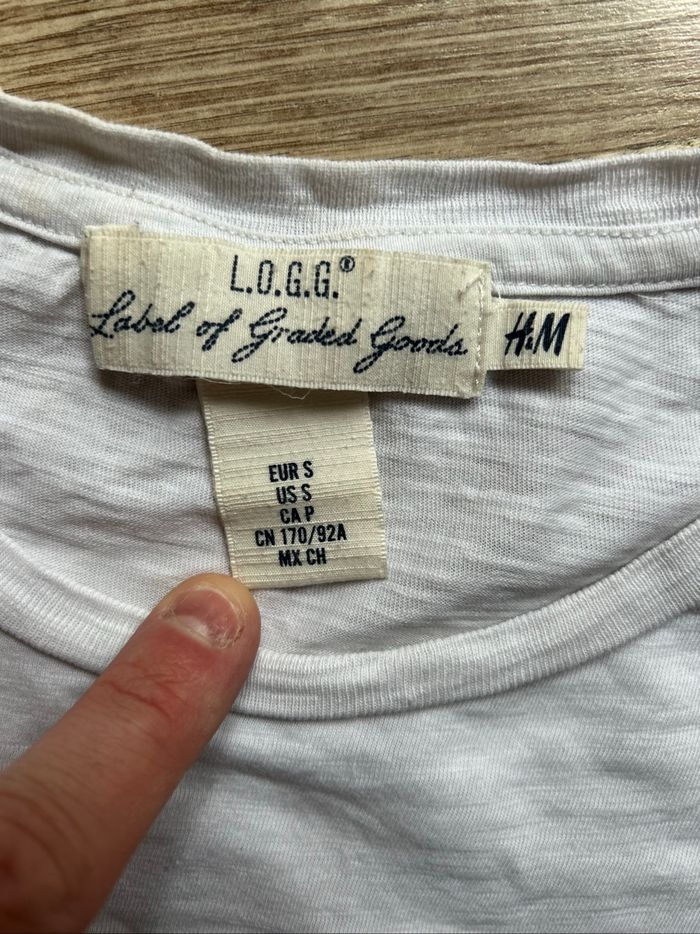 T-shirt Blanc H&M L.O.G.G. Imprimé Graphique Abstrait Art - photo numéro 3