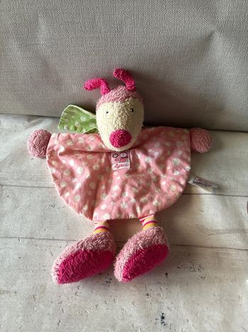 Doudou semi plat coccinelle 🐞 papillon 🦋 sigikid rose verte plus blanc