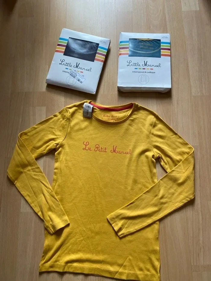 Lot de 3 tee shirts T-shirt manches longues taille 12 ans Neufs Marque Little Marcel