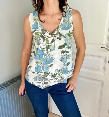 Blouse Salsa – imprimé fleurs bleues & vertes – T36 / S / 1