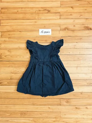 Robe bleu marine foncée manches courtes bébé fille 18 mois Kiabi