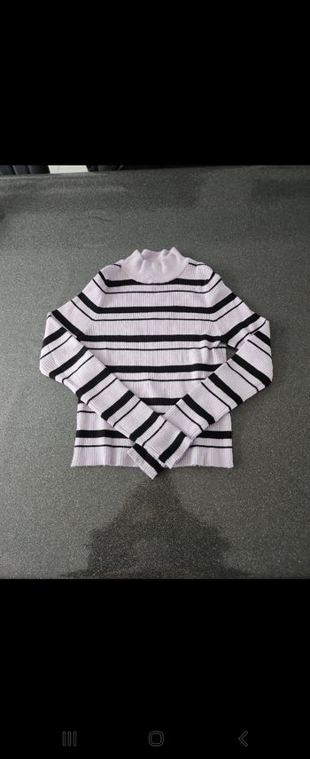 Pull col roulé lila et noir pimkie