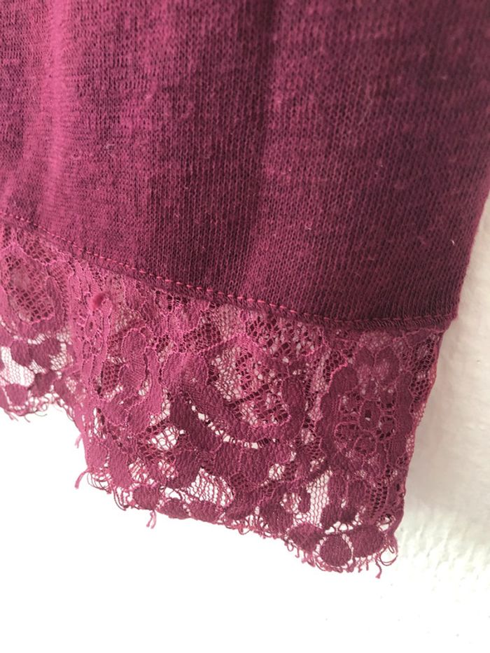 Top framboise laine légère avec dentelle taille S - photo numéro 3