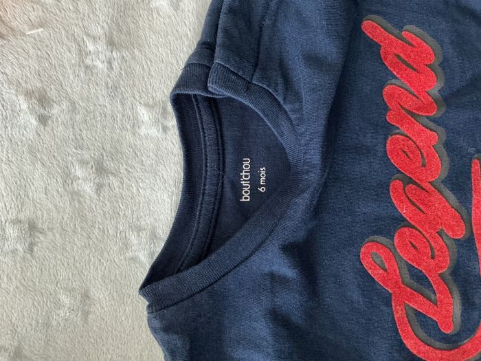 teeshirt manches courtes marine inscription rouge devant 6 mois bout'chou - photo numéro 7