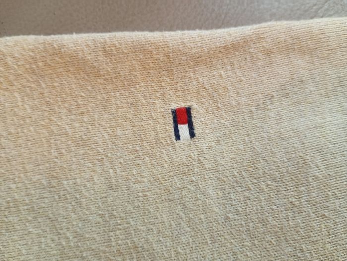 Pull Tommy Hilfiger beige col V – taille M – coton et lin - photo numéro 5