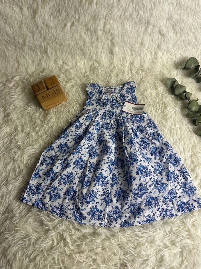 Robe fleurie bleue Acanthe taille 12 mois