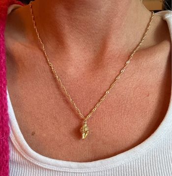 Collier coquillage doré – Chaîne torsadée en acier inoxydable