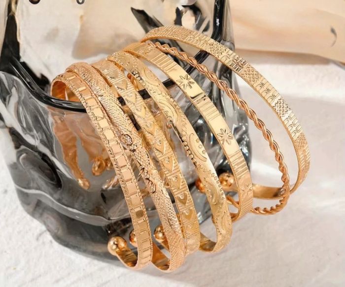 🖤 Lot de 7 bracelets dorés-ajustables 🖤