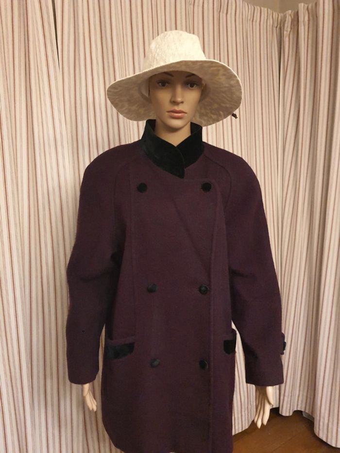 Manteau bordeaux Cristel fr 42 en 70%laine - photo numéro 2