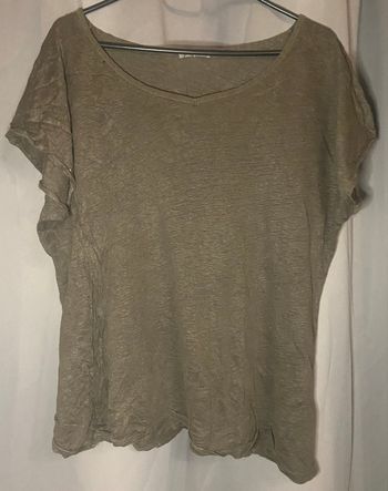 Tee-shirt en lin marron 