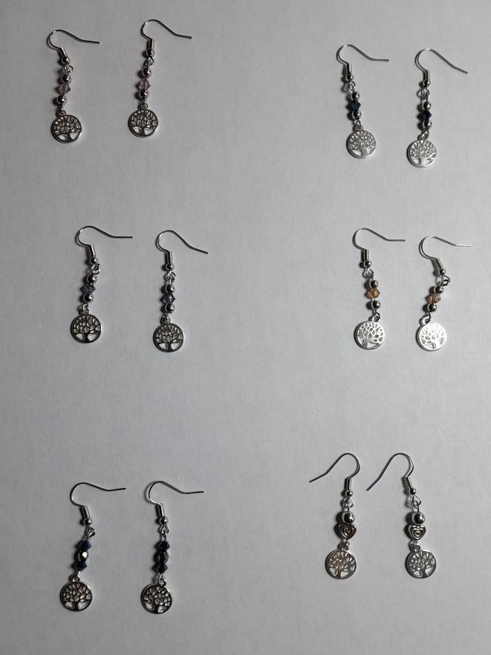 Boucles d'oreilles pendantes arbre de vie - photo numéro 3