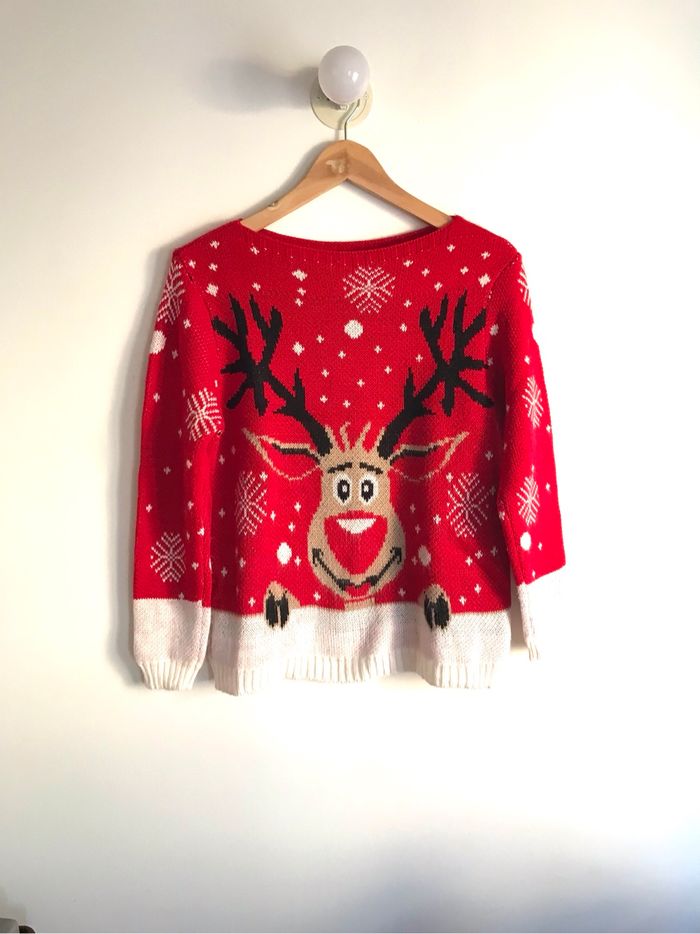 Pull de Noël avec un renne et flocons de neige taille unique neuf jamais porté - photo numéro 2