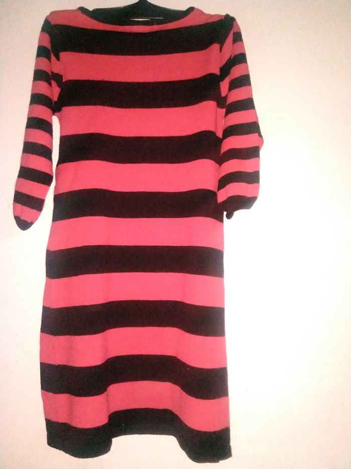 Robe manche longue rayure noir et rouge - photo numéro 3