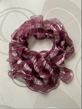 Foulard bordeaux et rose - 90 cm x 26 cm