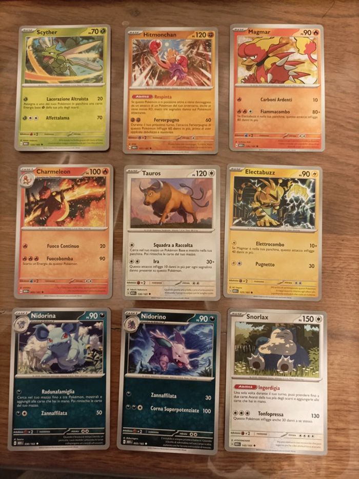 Lot de 9 cartes Pokemon 151 Insecateur Tygnon Magmar Reptincel Elektek Ronflex
