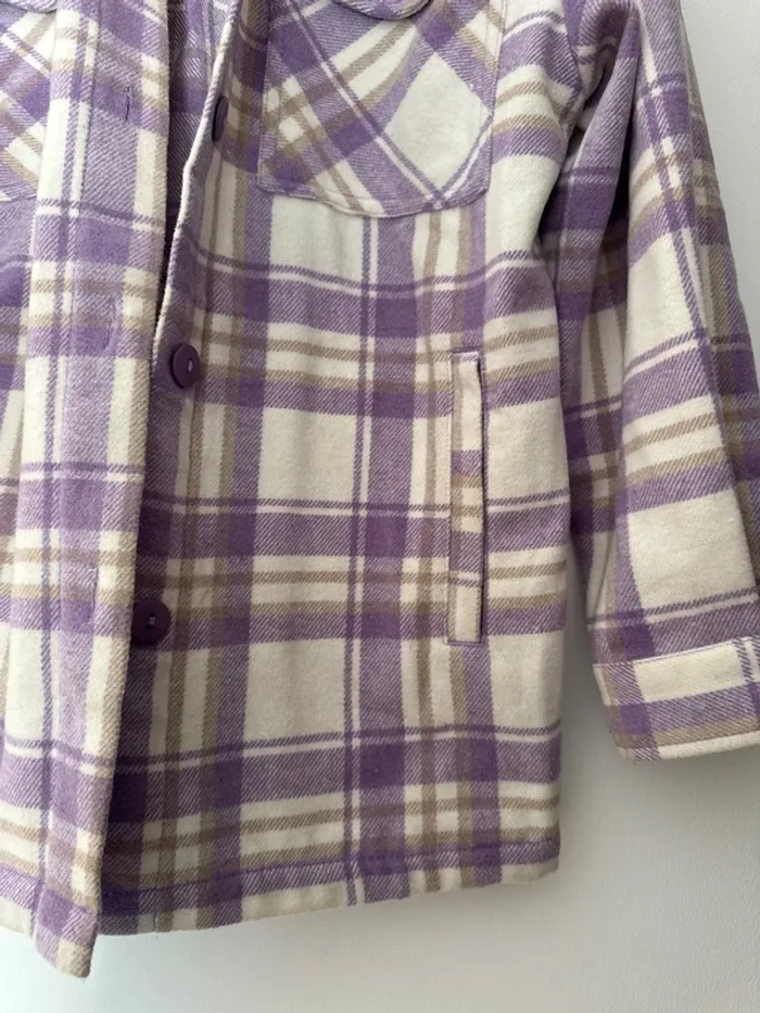 Veste chemise à carreaux violet Cache Cache - photo numéro 3