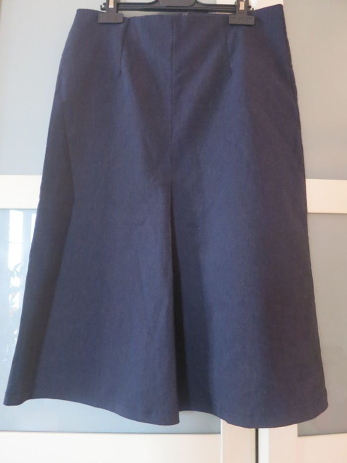 Jupe droite classe bleu jean