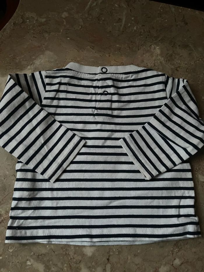 T shirt coton manches longues marinière 9 mois - photo numéro 3