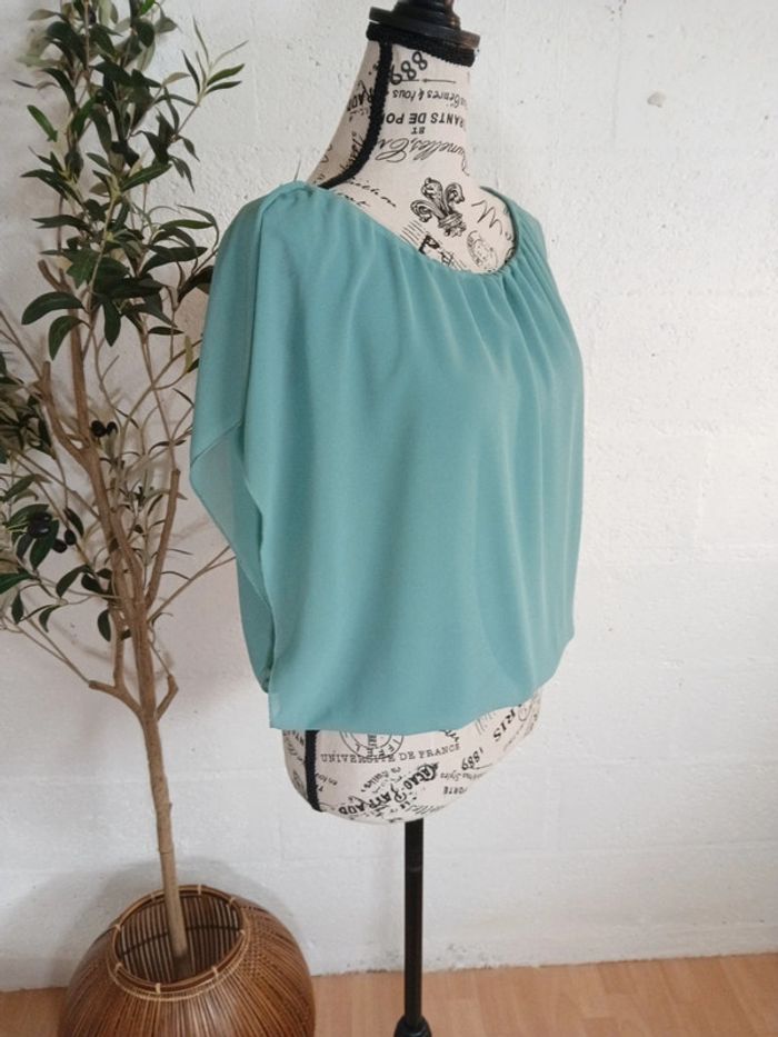 🍀 Blouse vert/ turquoise fluide taille M - photo numéro 7