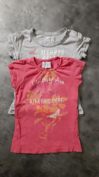 2 t-shirts manches courtes fille 100% coton