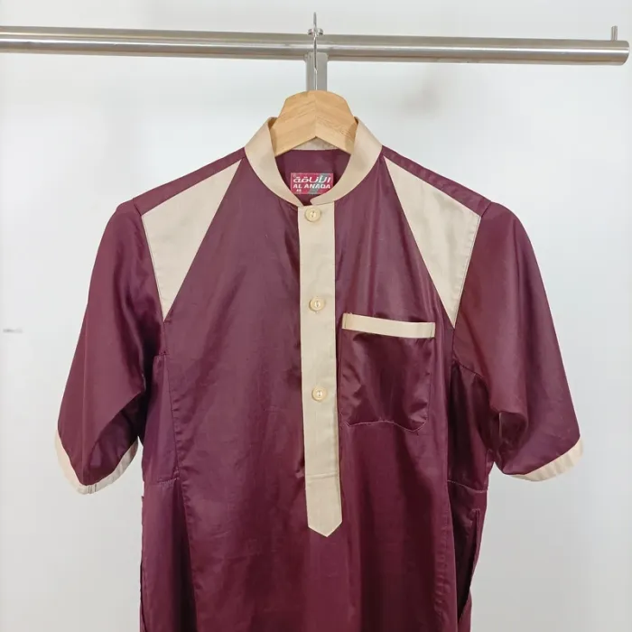 Gandoura bordeaux à détails beiges Al Anaqa - Taille 48 A1027 - photo numéro 2