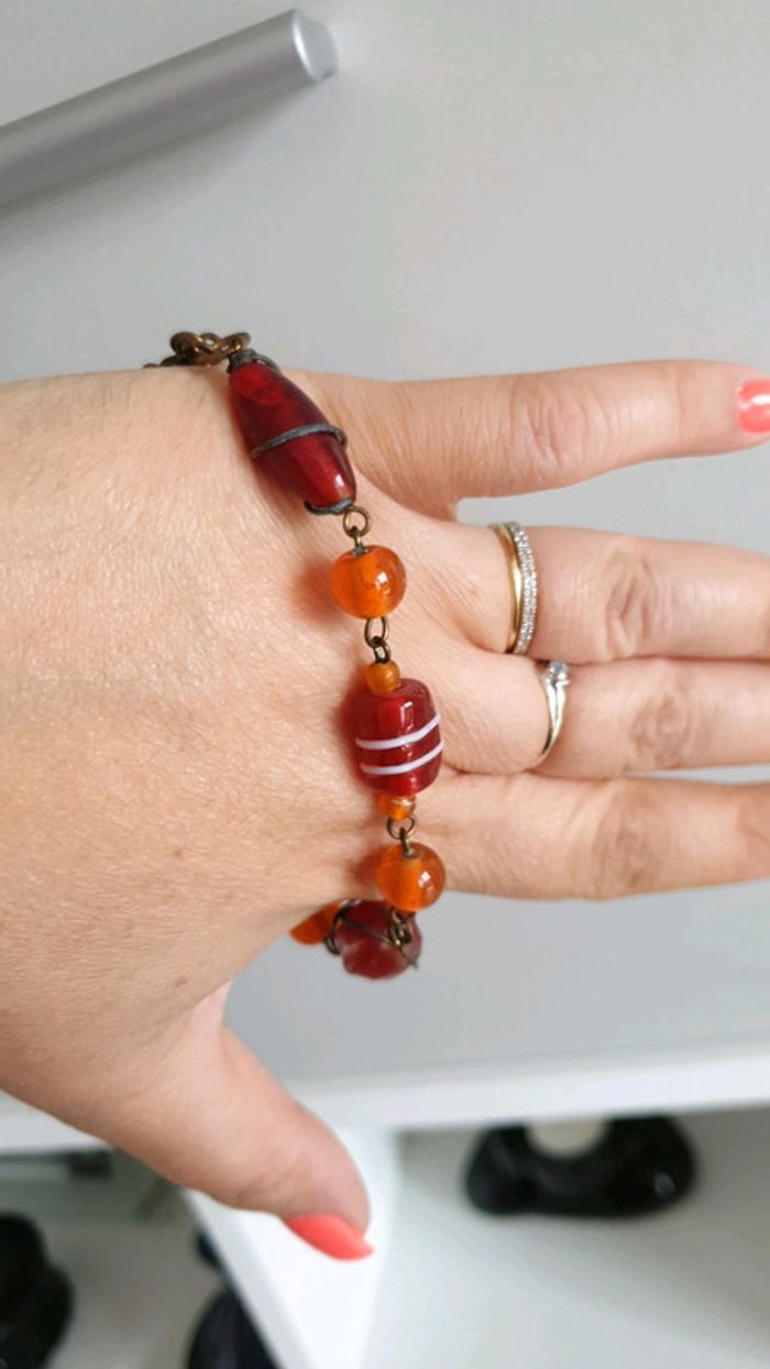 bracelet fantaisie verre soufflee orangé - photo numéro 3