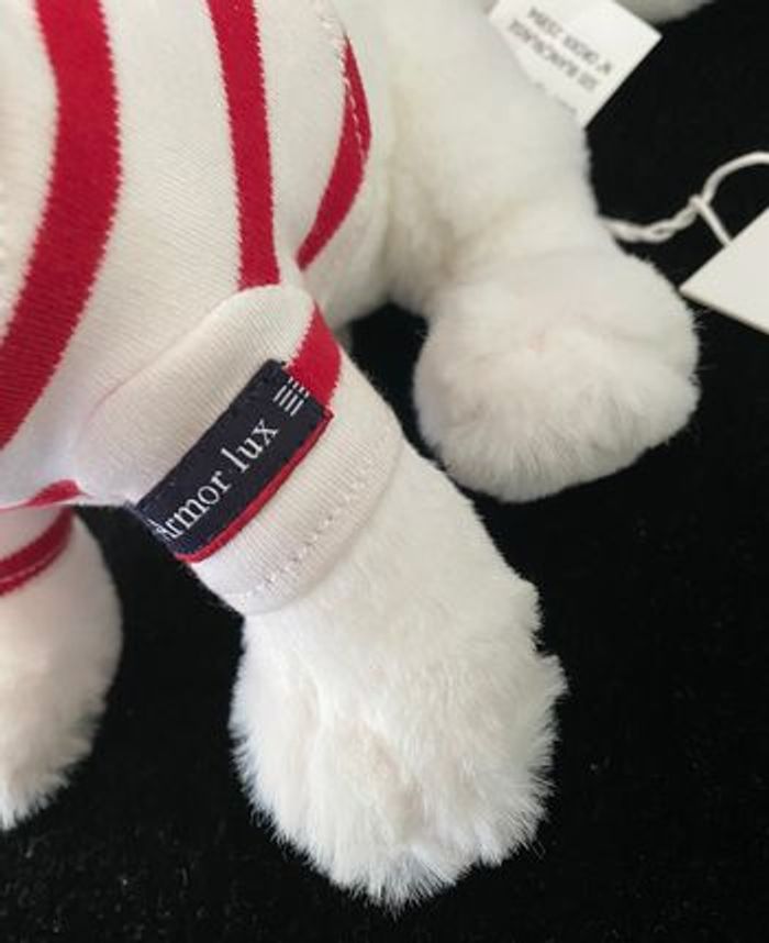 ❤️B5787 Peluche doudou chat ARMOR-LUX blanc bleu marine rouge - photo numéro 3