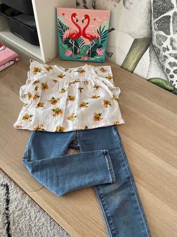 Ensemble blouse jean Zara 2/3 ans